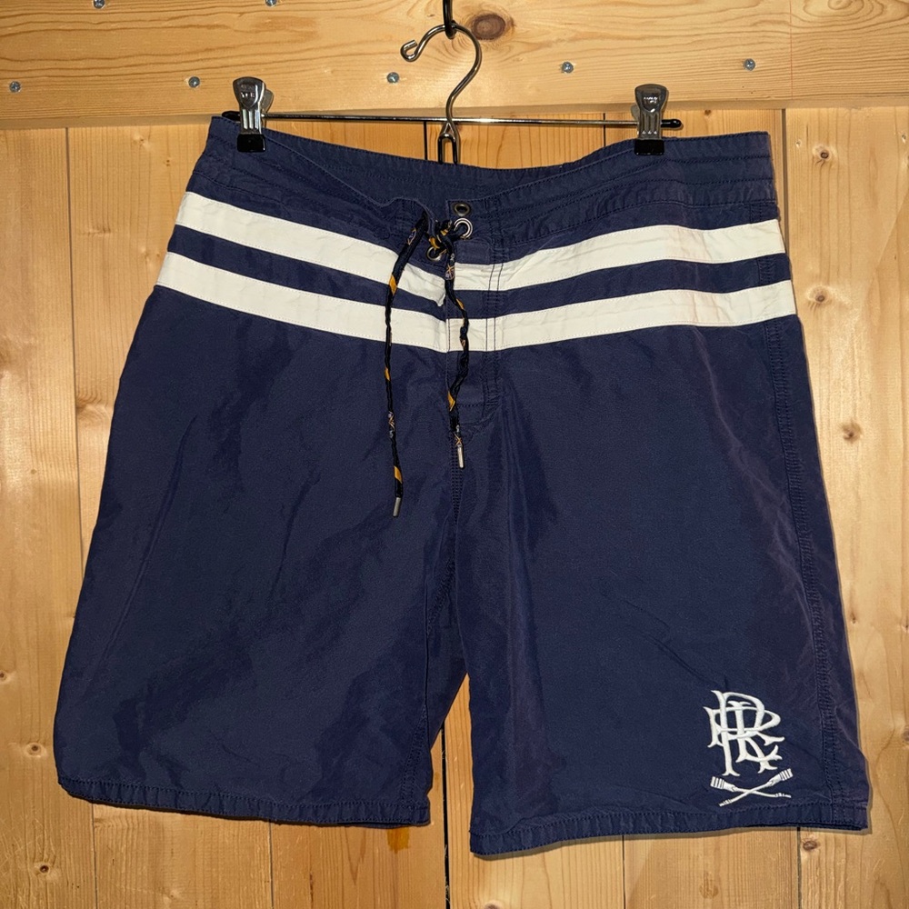 Rugby Ralph Lauren Dark Blue Swim Shorts with White Stripes